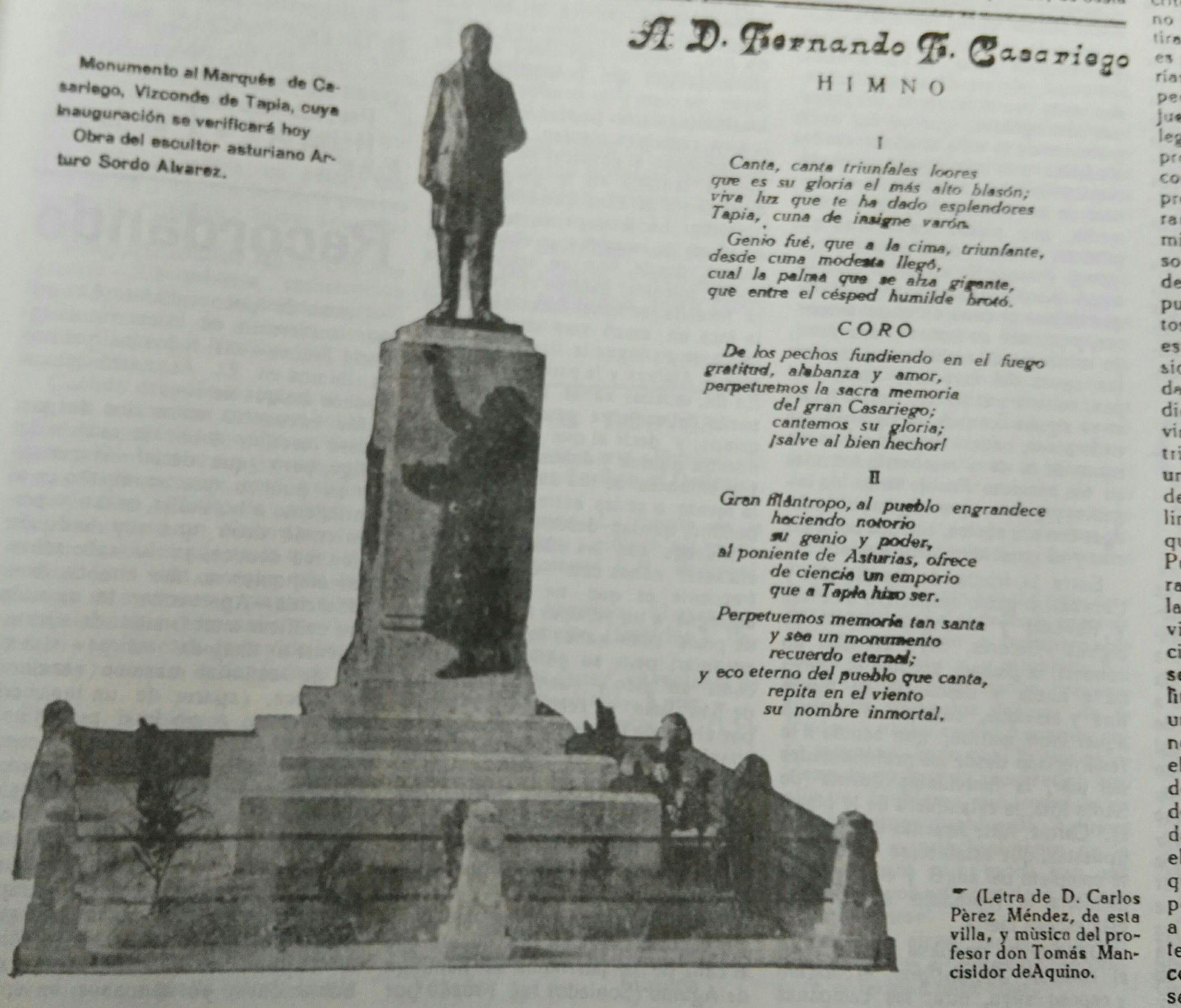 Estatua e Hinmo de D.Fernando Fdez.Casariego