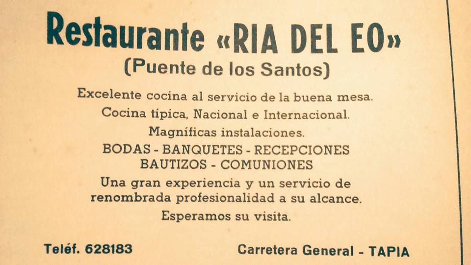 Tarjeta Restauante Ría del Eo